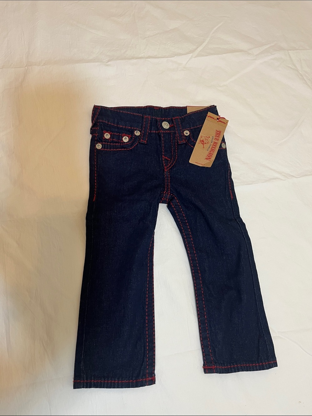 True Religion Dark Blue Jeans with Red Stitching - Kids